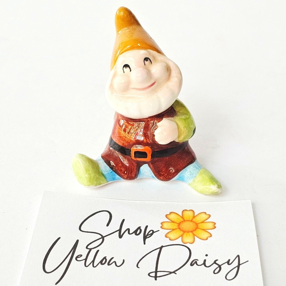 Vintage Disney Happy Ceramic Figurine Snow White‎ 7 Dwarfs Japan - M1103